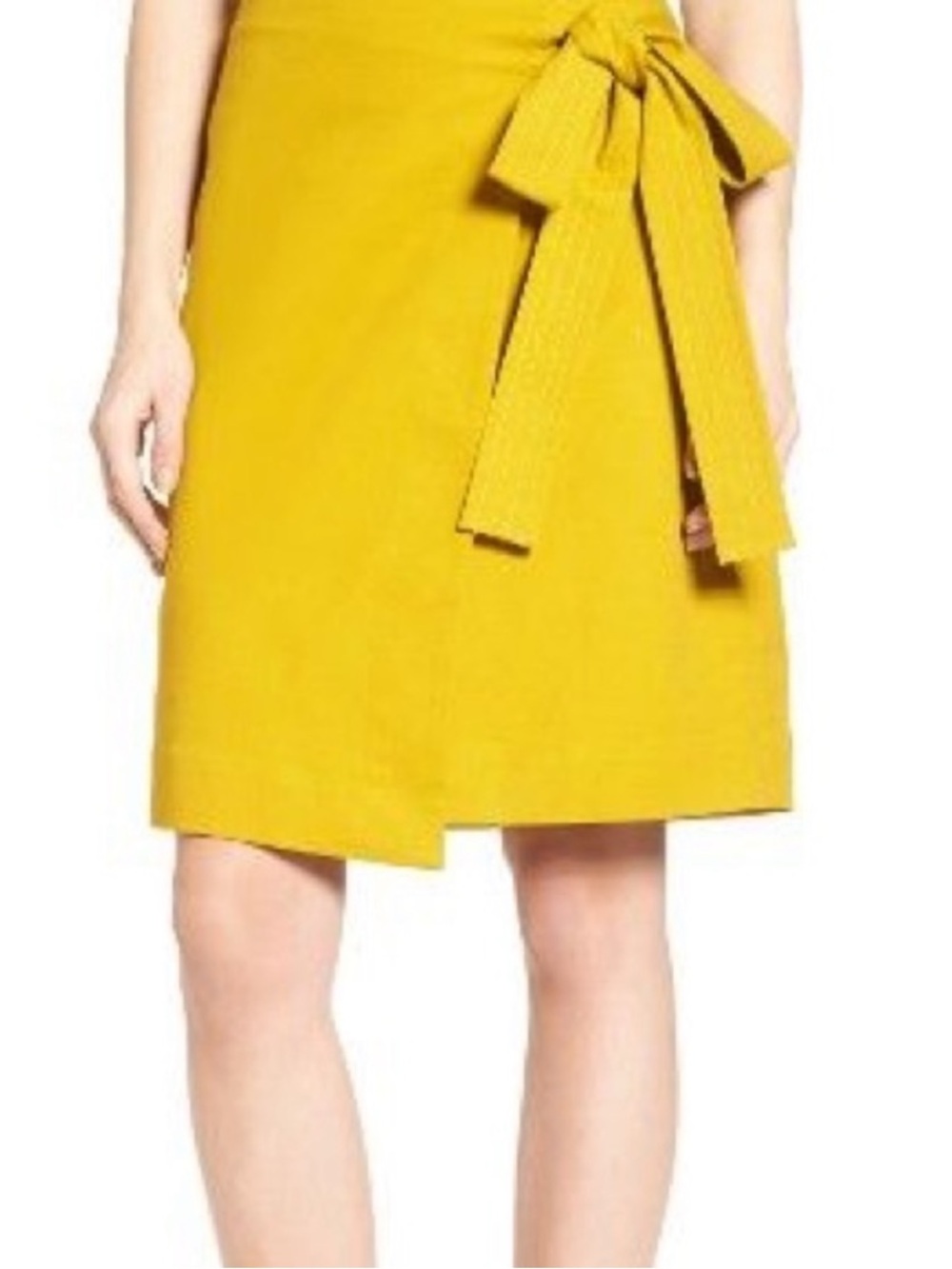 HALOGEN, Front Tie Wrap Skirt Knee Length Olive Palm, Size 10, NWT
